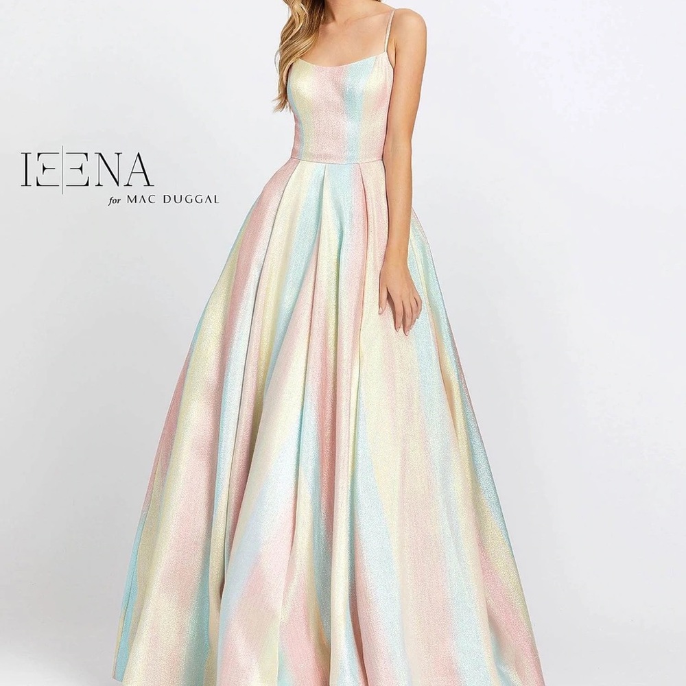 NWT | Mac Duggal Pastel Rainbow Ball Gown